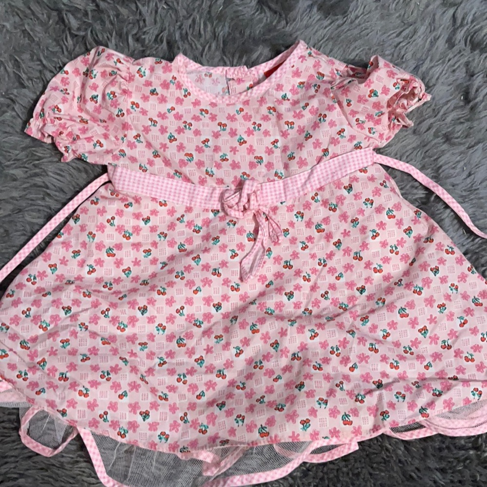 Girls dress with cherries, crinoline under layer